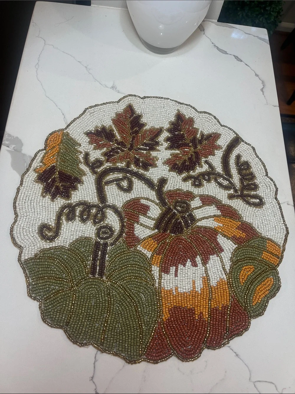 Tahari FALL LEAVES & PUMPKINS Placemat Charger 14” Multicolor Fall Thanksgiving